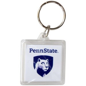 square acrylic keychain with Penn State and shield